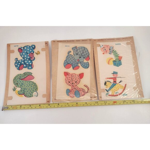 Vintage Duro Decal Transfers Set Of 3 Cute Animal Designs Nursery Children Retro - Picture 2 of 7